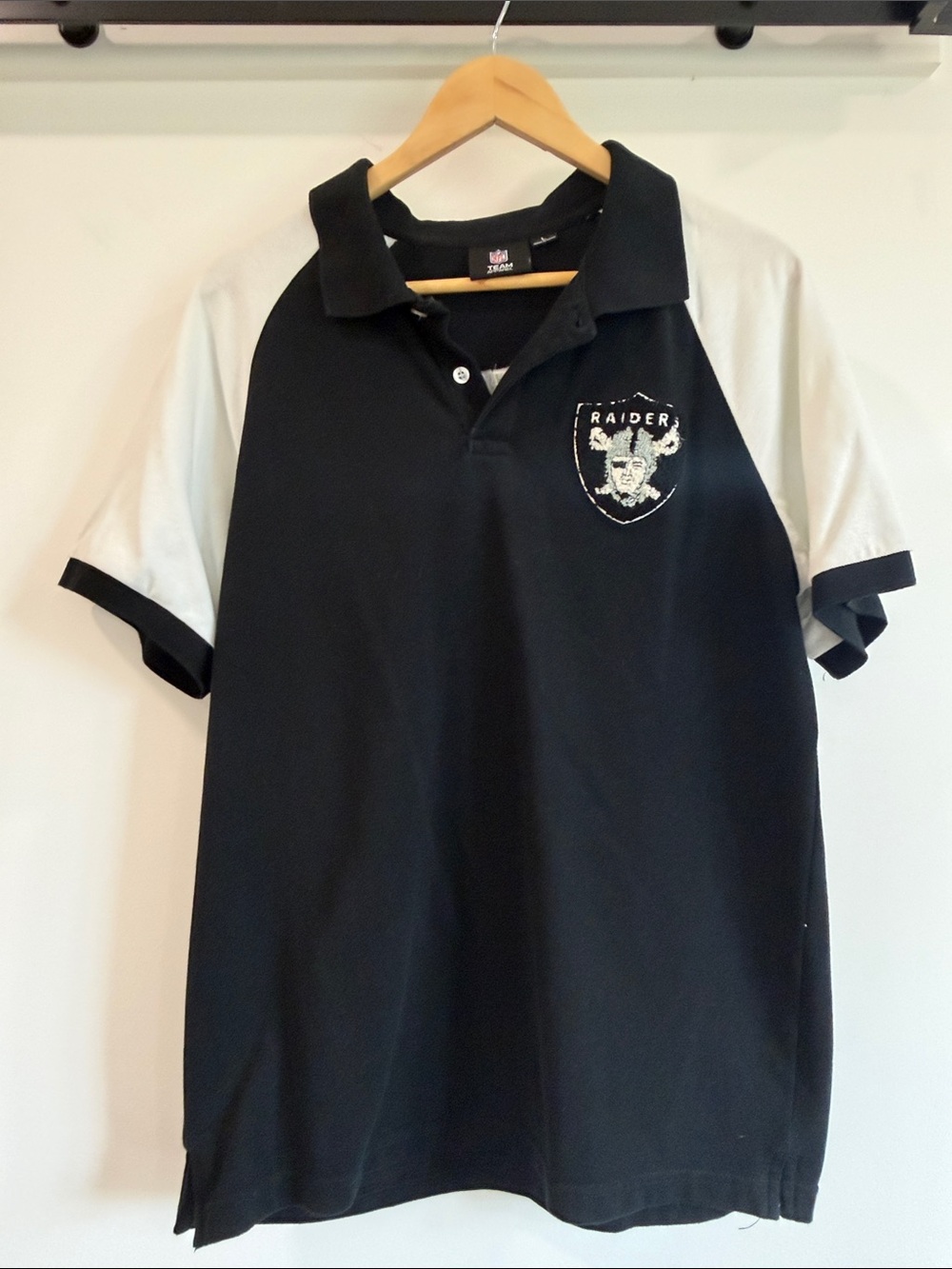 NFL Raiders Black and White Embroidered Polo
